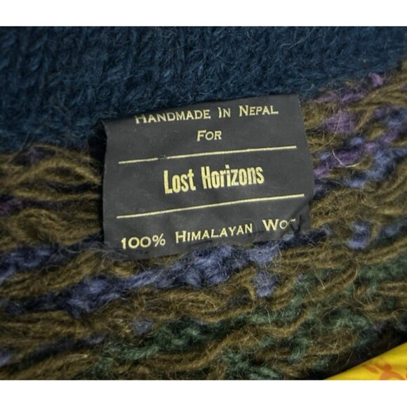 100% Himalayan Wool Sweater Cozy Cottage Vintage Nepal Lost Horizons - Picture 2 of 16